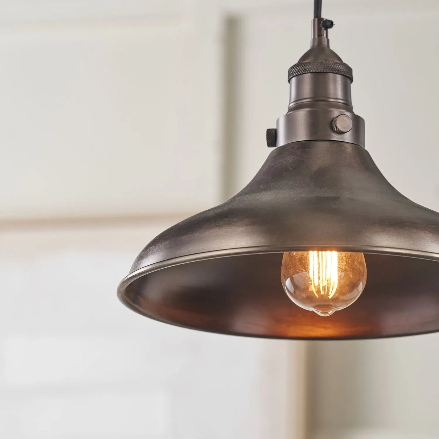 Antique Bronze Café-Style Metal Adjustable Pendant Light With Vintage Flared Dome Shade – Industrial Hanging Ceiling Pendant 122x30x30cm | Click Style