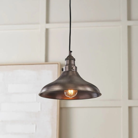 Antique Bronze Café-Style Metal Adjustable Pendant Light With Vintage Flared Dome Shade – Industrial Hanging Ceiling Pendant 122x30x30cm | Click Style