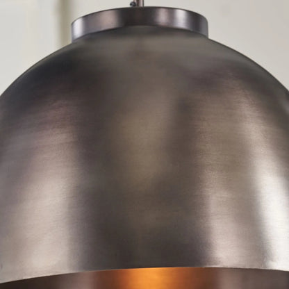 Antique Bronze Domed Metal Industrial Pendant Light With Black Fabric Cable Adjustable Dimmable Ceiling Light 129x45x45cm | Click Style