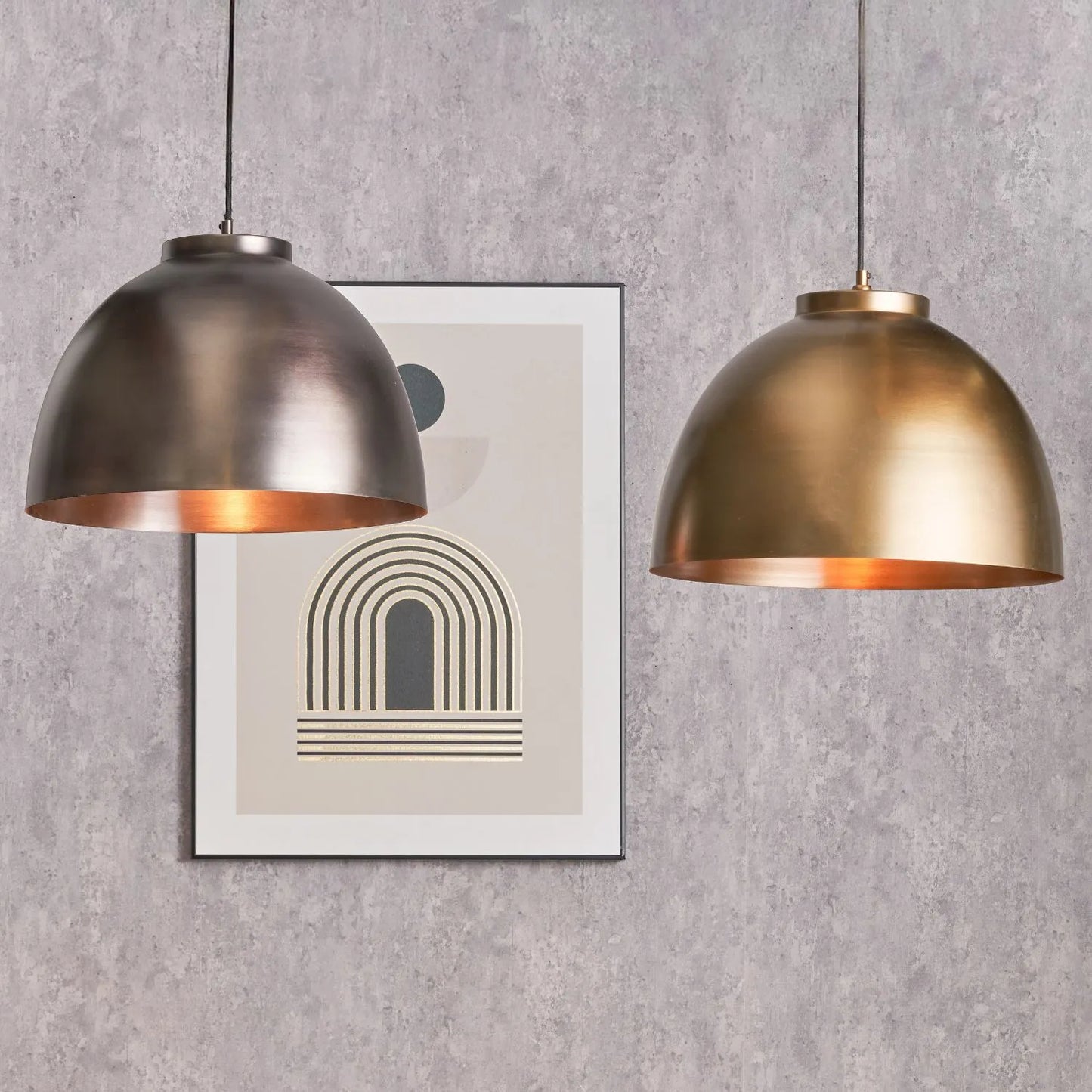 Antique Bronze Domed Metal Industrial Pendant Light With Black Fabric Cable Adjustable Dimmable Ceiling Light 129x45x45cm | Click Style