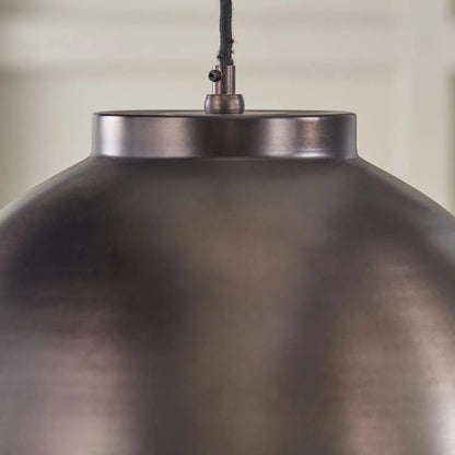 Antique Bronze Domed Metal Industrial Pendant Light With Black Fabric Cable Adjustable Dimmable Ceiling Light 129x45x45cm | Click Style
