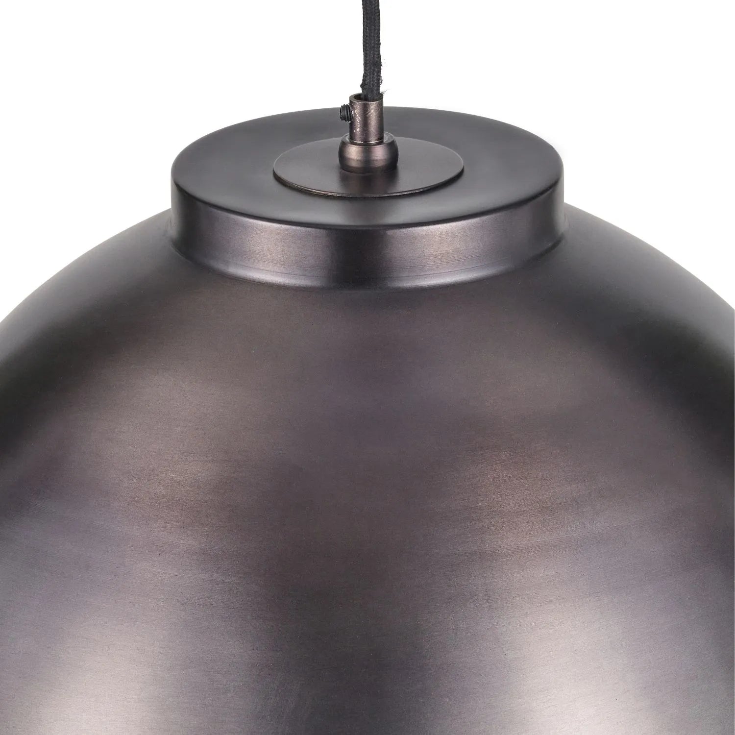 Antique Bronze Domed Metal Industrial Pendant Light With Black Fabric Cable Adjustable Dimmable Ceiling Light 129x45x45cm | Click Style