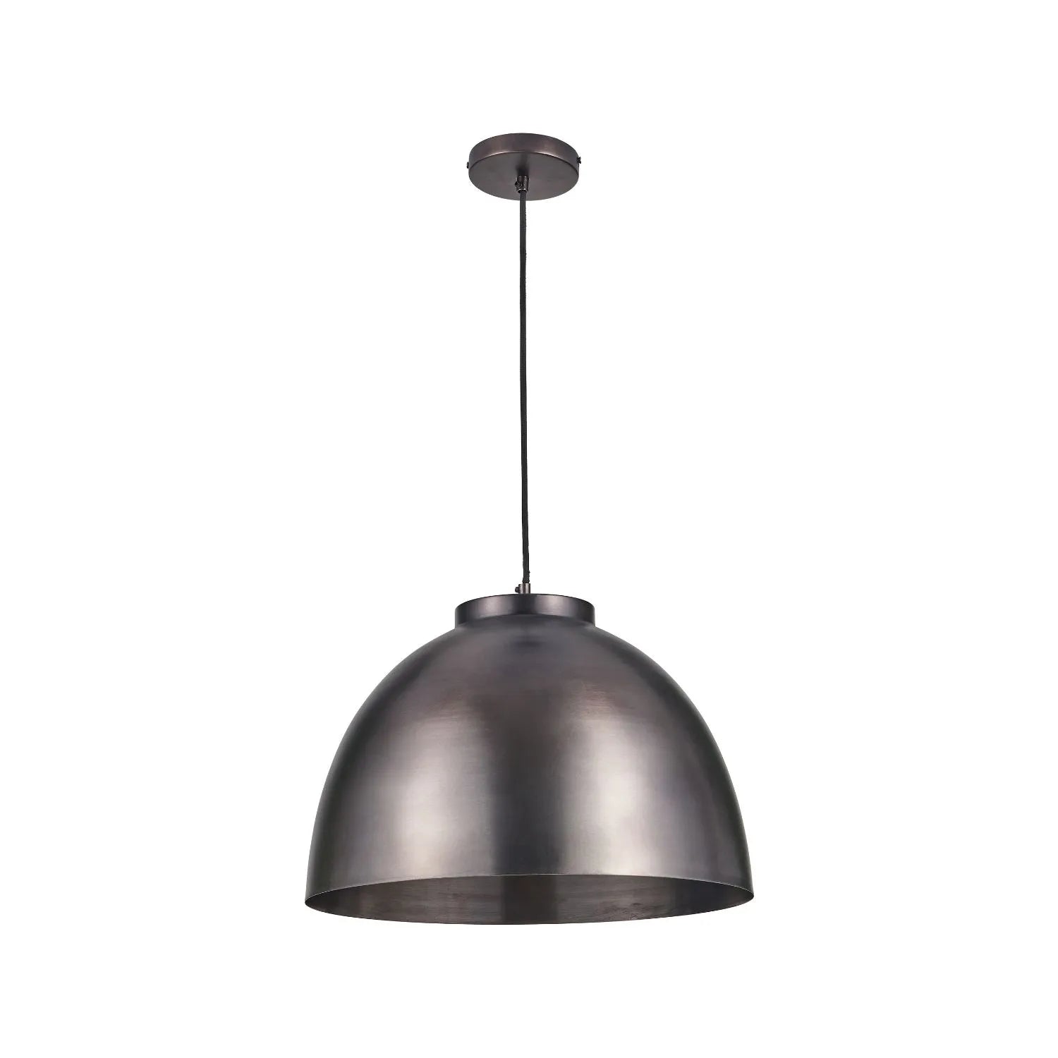 Antique Bronze Domed Metal Industrial Pendant Light With Black Fabric Cable Adjustable Dimmable Ceiling Light 129x45x45cm | Click Style