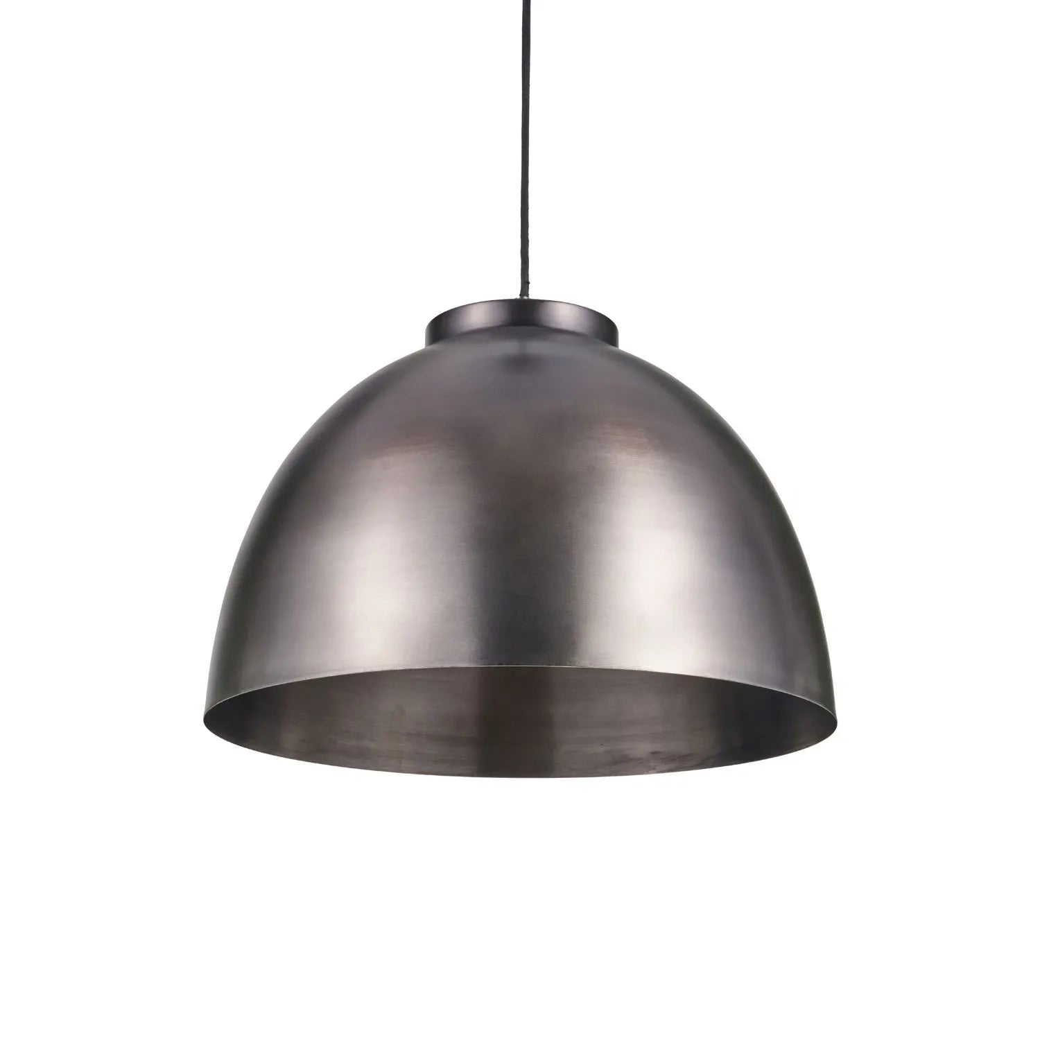 Antique Bronze Domed Metal Industrial Pendant Light With Black Fabric Cable Adjustable Dimmable Ceiling Light 129x45x45cm | Click Style