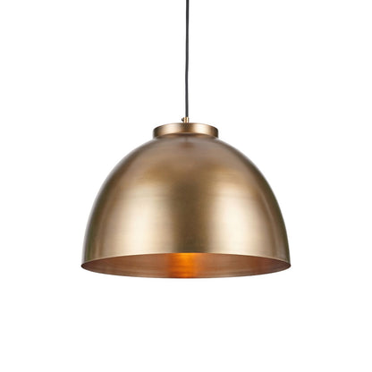 Antique Brass Domed Metal Industrial Pendant Light With Black Fabric Cable Adjustable Dimmable Ceiling Light 129x45x45cm | Click Style
