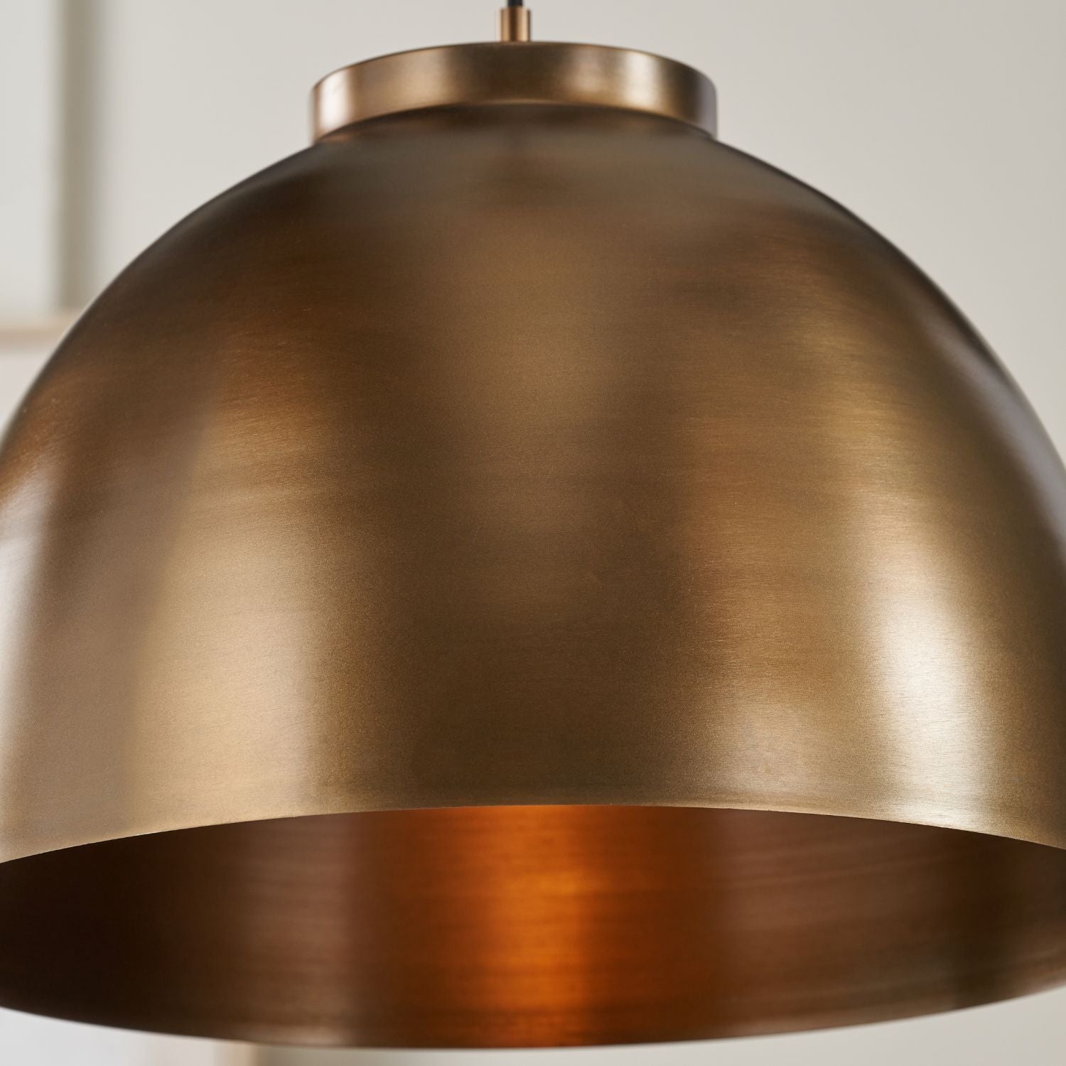 Antique Brass Domed Metal Industrial Pendant Light With Black Fabric Cable Adjustable Dimmable Ceiling Light 129x45x45cm | Click Style