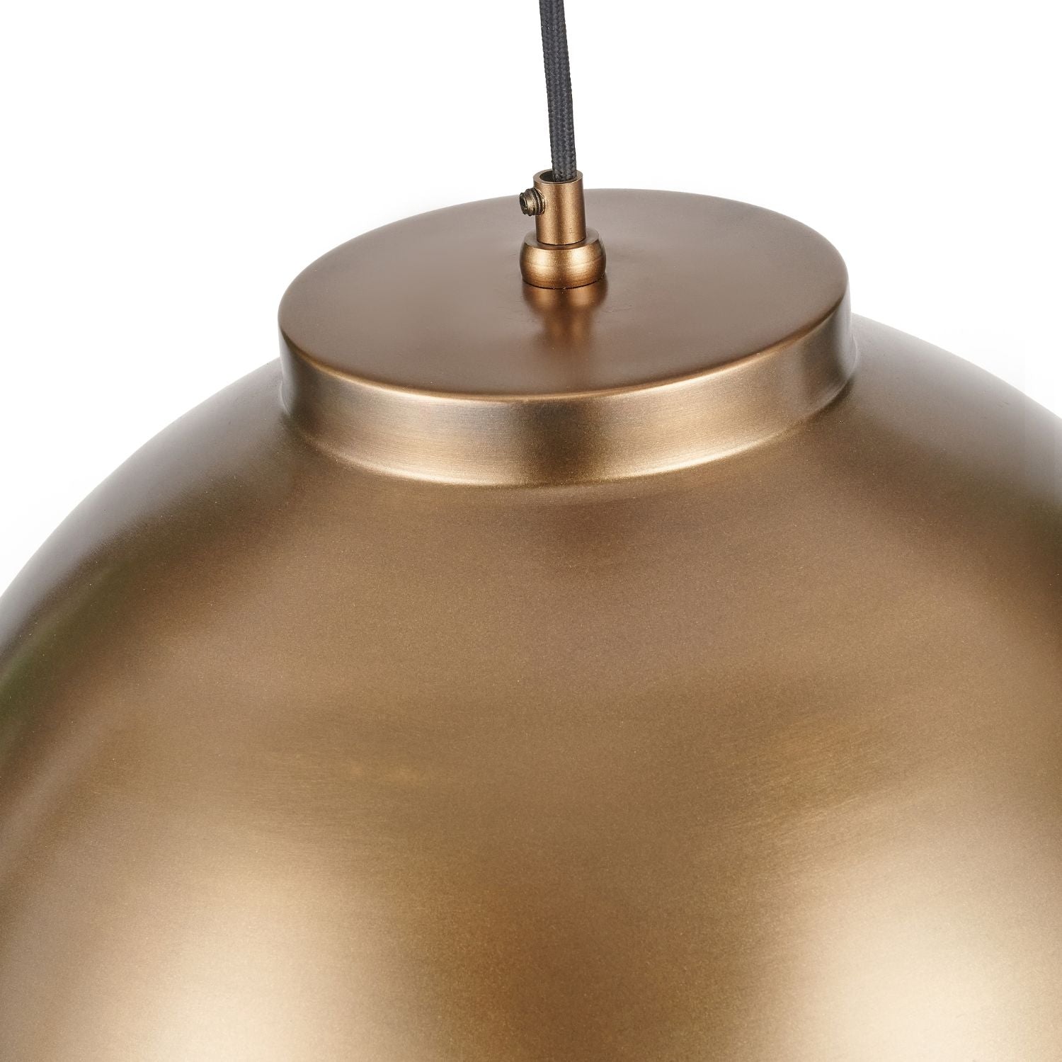 Antique Brass Domed Metal Industrial Pendant Light With Black Fabric Cable Adjustable Dimmable Ceiling Light 129x45x45cm | Click Style
