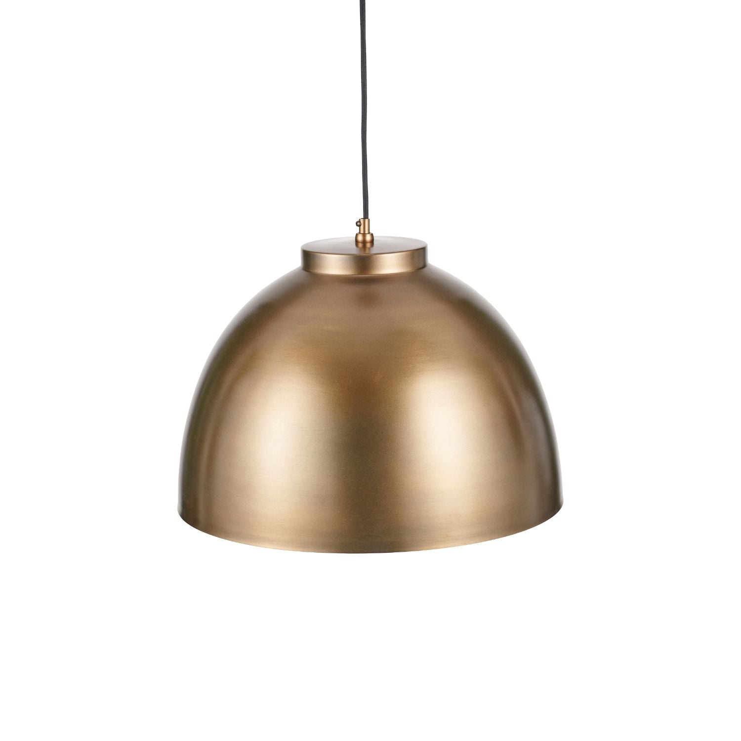 Antique Brass Domed Metal Industrial Pendant Light With Black Fabric Cable Adjustable Dimmable Ceiling Light 129x45x45cm | Click Style
