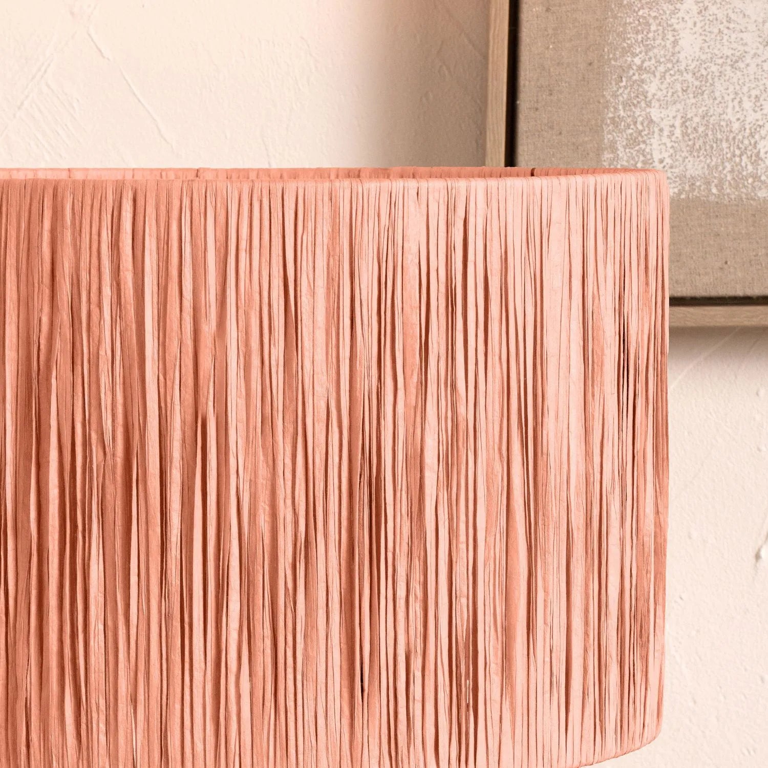 Apricot Peach Raffia Drum Lampshade with Wrapped Textured Finish – Light Shade for Ceiling Table & Floor Lamps 45cm/18in - Click Style