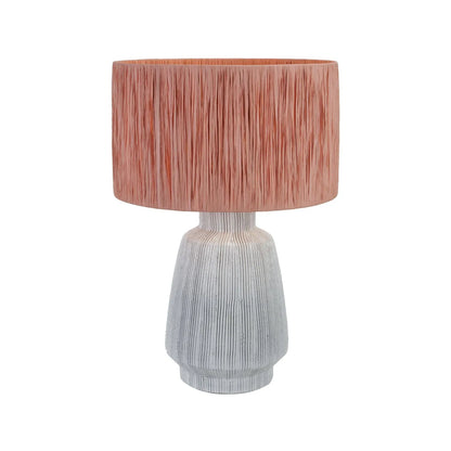 Apricot Peach Raffia Drum Lampshade with Wrapped Textured Finish – Light Shade for Ceiling Table & Floor Lamps 35cm/14in - Click Style