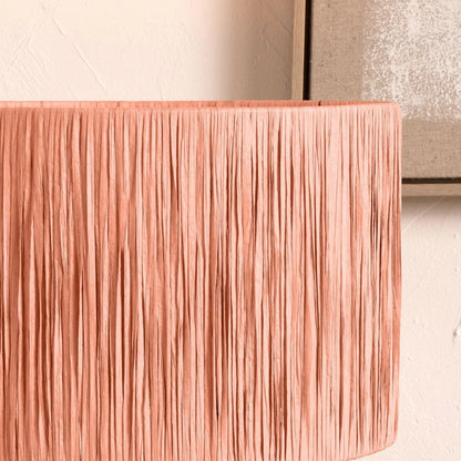 Apricot Peach Raffia Drum Lampshade with Wrapped Textured Finish – Light Shade for Ceiling Table & Floor Lamps 30cm/12in - Click Style
