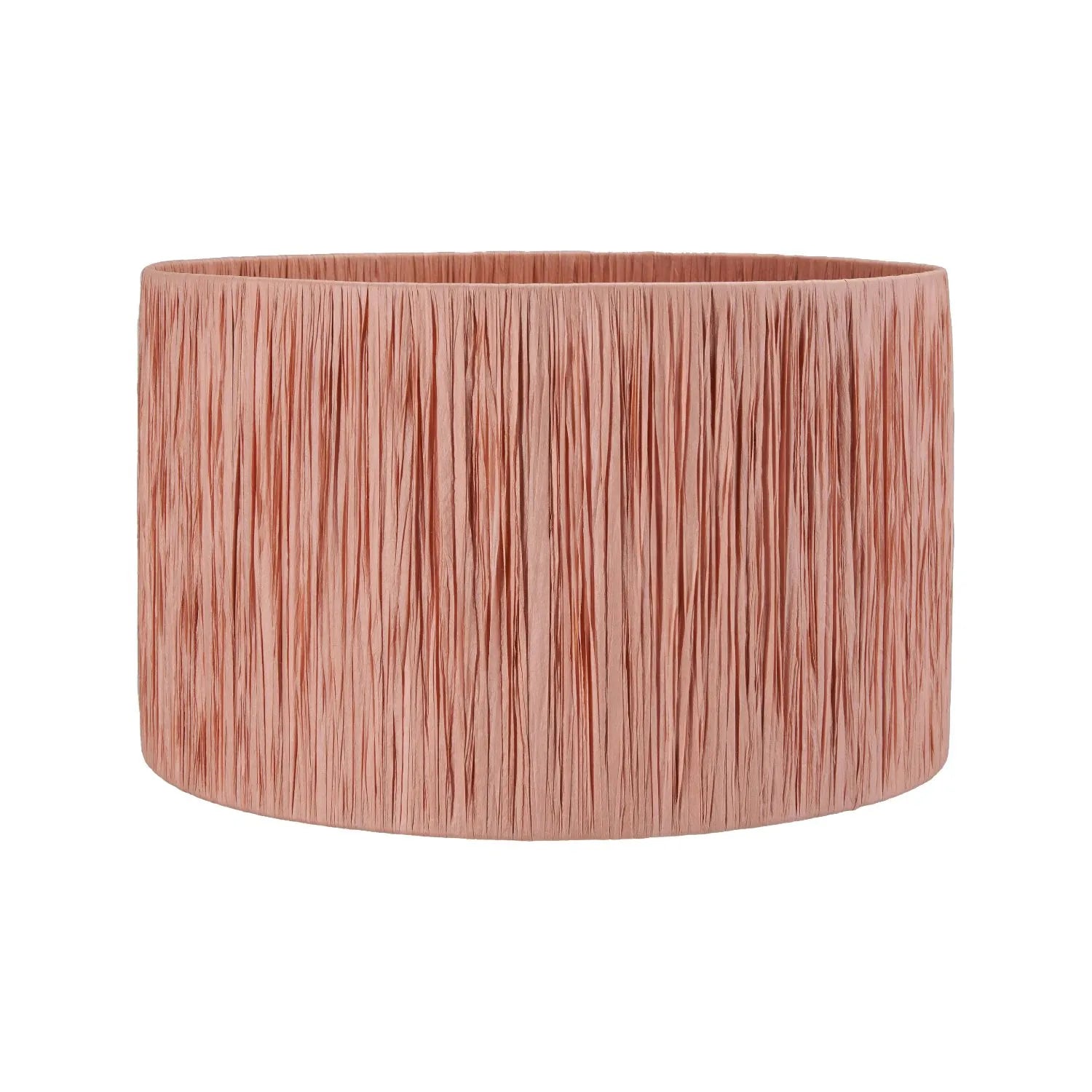 Apricot Peach Raffia Drum Lampshade with Wrapped Textured Finish – Light Shade for Ceiling Table & Floor Lamps 35cm/14in - Click Style