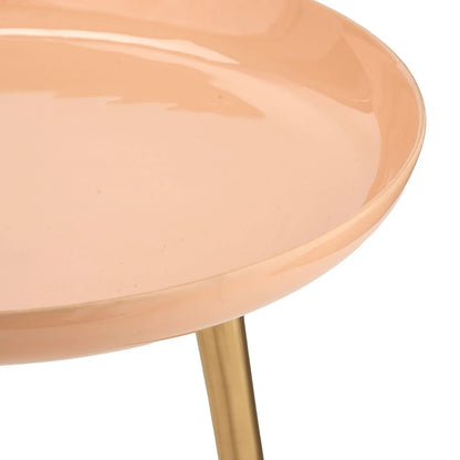 Apricot Peach Round Tripod Enamel Side Table with Gold Metal Legs – Modern Accent Table 58x44x44cm - Click Style