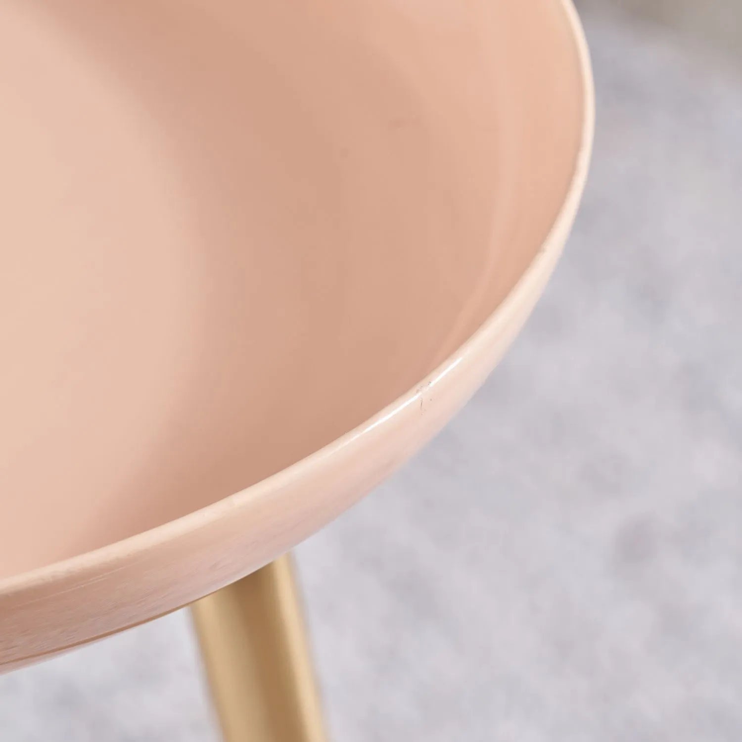 Apricot Peach Round Tripod Enamel Side Table with Gold Metal Legs – Modern Accent Table 58x44x44cm - Click Style