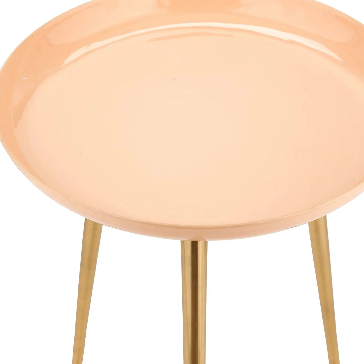 Apricot Peach Round Tripod Enamel Side Table with Gold Metal Legs – Modern Accent Table 58x44x44cm - Click Style