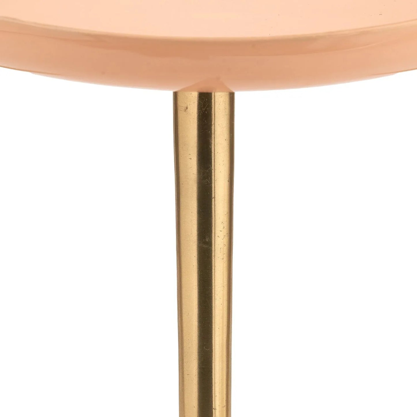 Apricot Peach Round Tripod Enamel Side Table with Gold Metal Legs – Modern Accent Table 58x44x44cm - Click Style