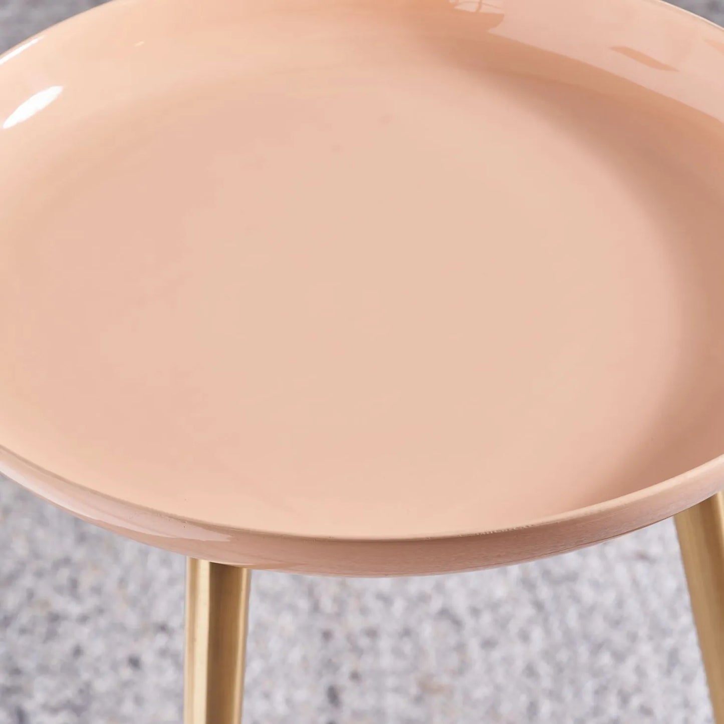 Apricot Peach Round Tripod Enamel Side Table with Gold Metal Legs – Modern Accent Table 58x44x44cm - Click Style