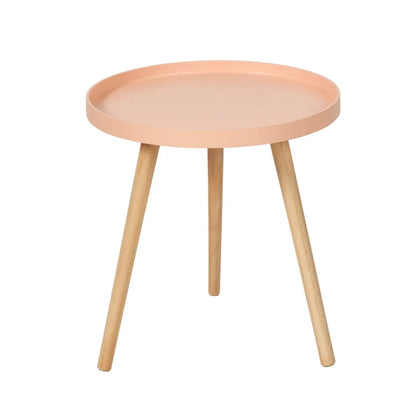 Apricot Peach Round Tripod Side Table with Pine Wooden Legs – Small Bedside or Coffee Table 43.5x41cm - Click Style