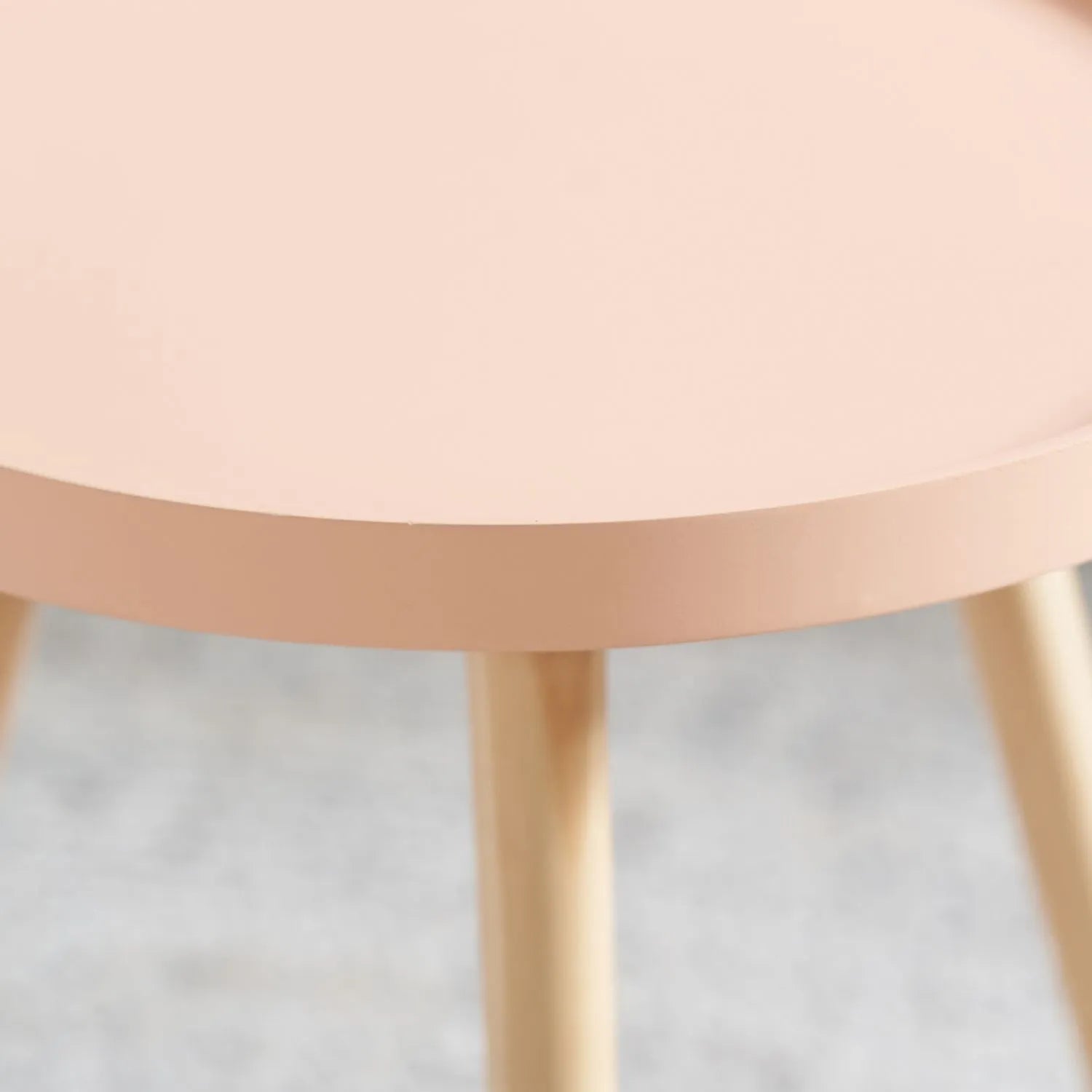 Apricot Peach Round Tripod Side Table with Pine Wooden Legs – Small Bedside or Coffee Table 43.5x41cm - Click Style