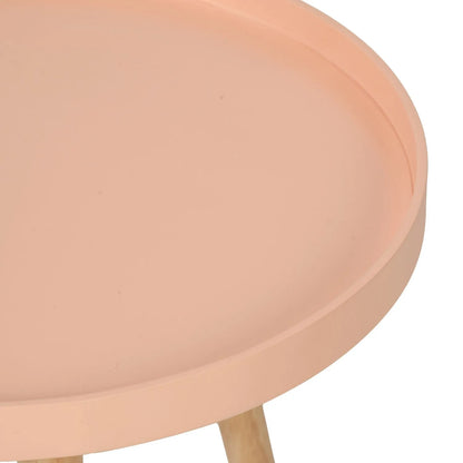 Apricot Peach Round Tripod Side Table with Pine Wooden Legs – Small Bedside or Coffee Table 43.5x41cm - Click Style