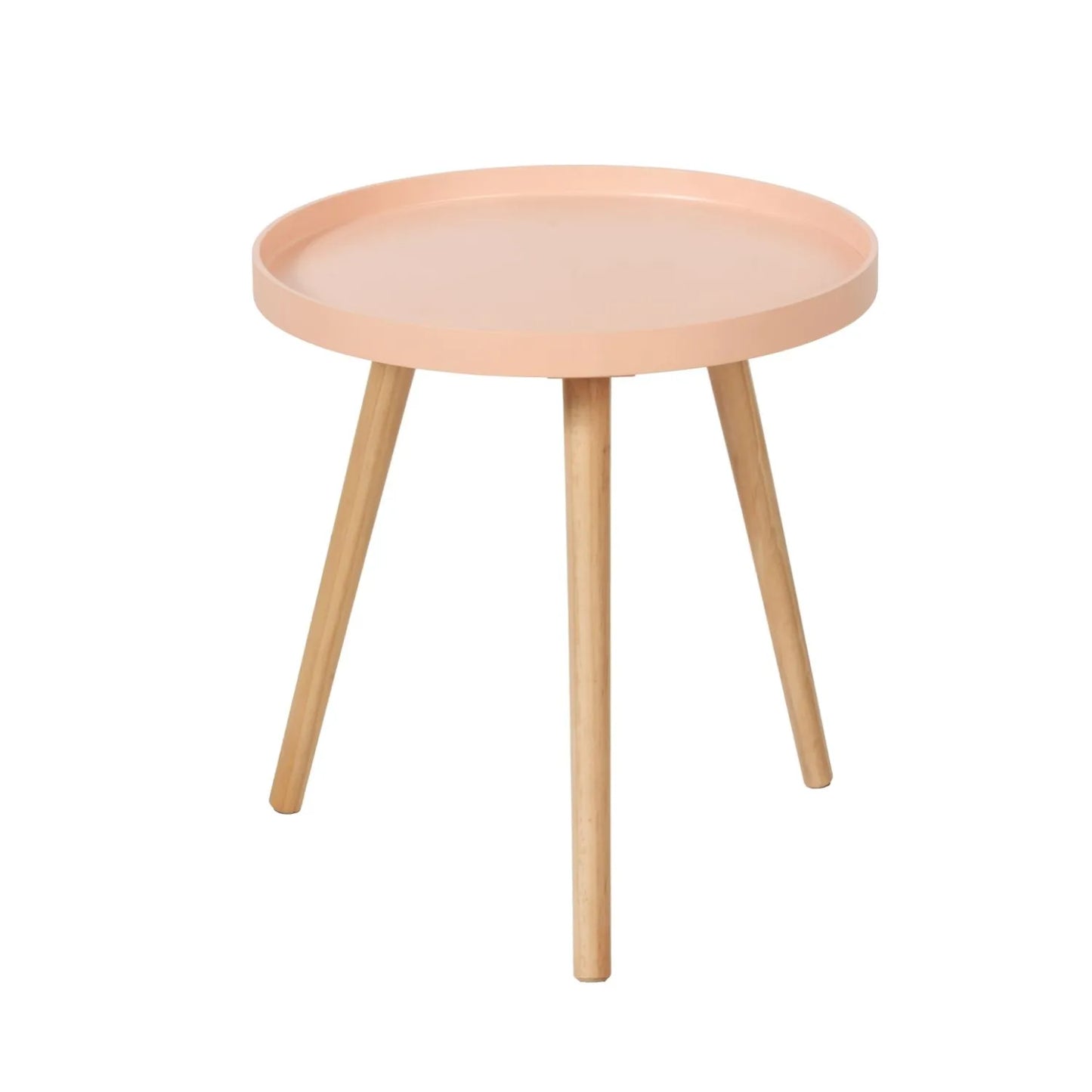 Apricot Peach Round Tripod Side Table with Pine Wooden Legs – Small Bedside or Coffee Table 43.5x41cm - Click Style