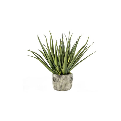 Artificial Aloe Plant with Grey & Brown Bark Effect Pot – Realistic Faux Succulent Plant 53x35x35cm – Full Product View | Click Style