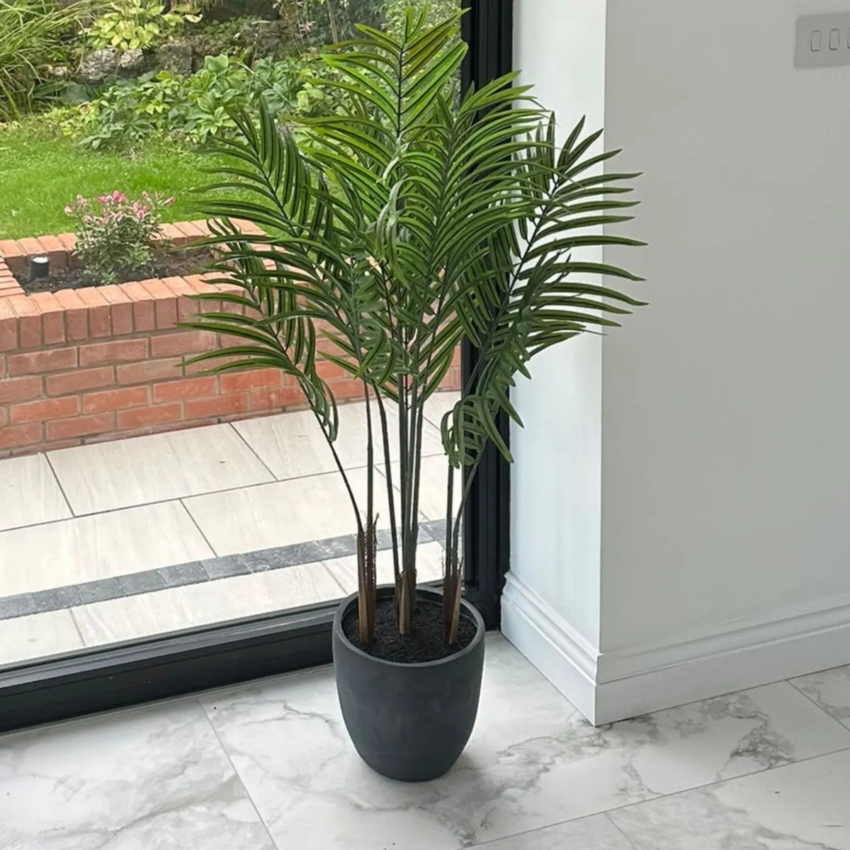 Artificial Areca Palm Plant 120cm Tall Showing Realistic Green Fronds in Customer Home | Click Style
