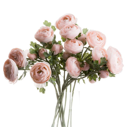 Pink Ranunculus Fake Artificial Baby Pink Ranunculus Stem with Open Bloom & Bud – Realistic ...