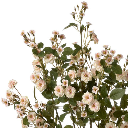 Artificial Cream & Pale Blush Wild Meadow Rose Spray with Long Stem Multiple Blooms & Rosebuds – Lifelike Pink Faux Rose Flowers with Realistic Green Foliage 74cm – Multiple Stems Showing Cream & Pale Blush Rose Blooms & Green Foliage | Click Style