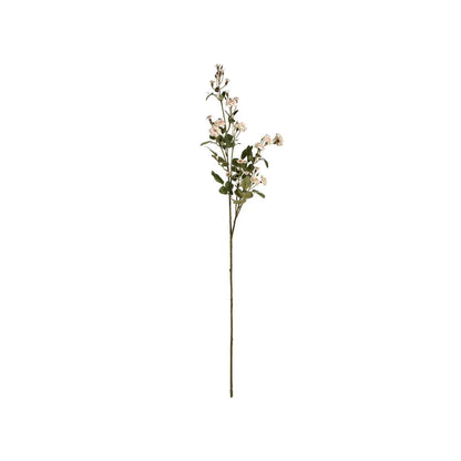 Artificial Cream & Pale Blush Wild Meadow Rose Spray with Long Stem Multiple Blooms & Rosebuds – Lifelike Pink Faux Rose Flowers with Realistic Green Foliage 74cm – Full Single Stem View | Click Style