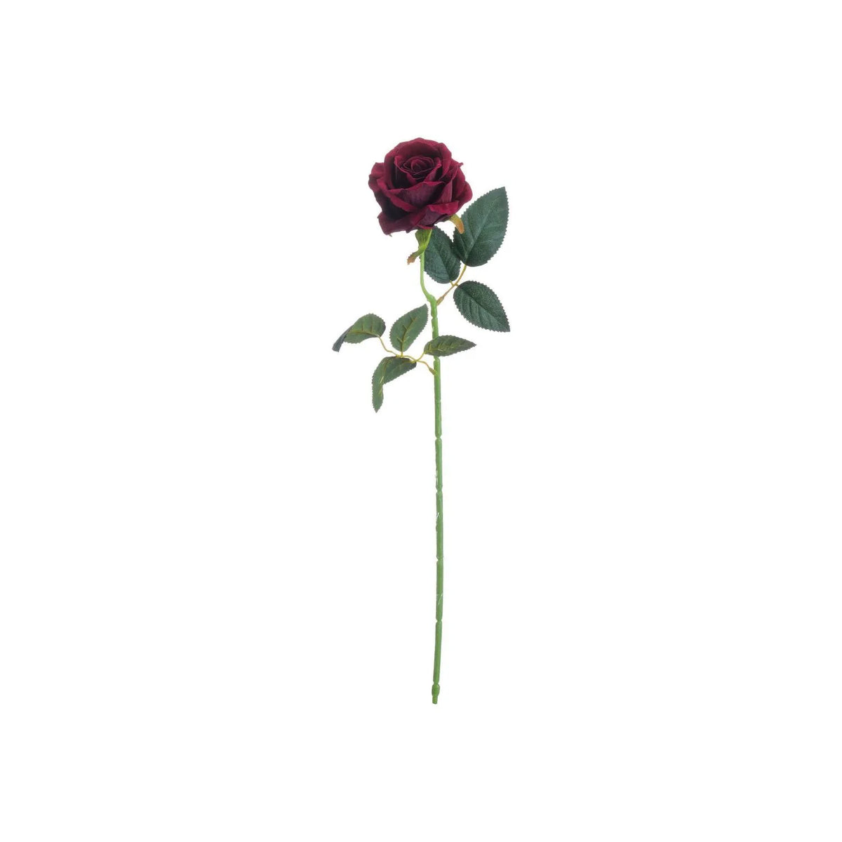 Artificial Deep Red Rose Stem with Realistic Green Foliage – Lifelike Red Faux Rose Flower Full Length 53cm | Click Style