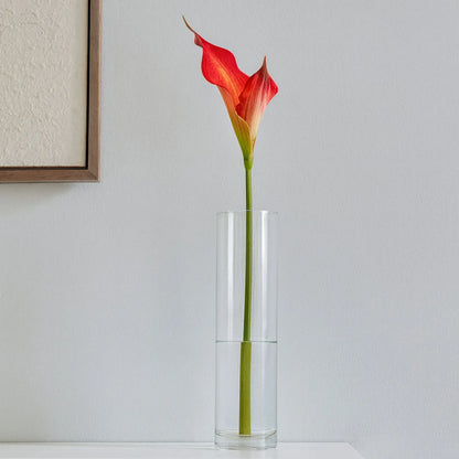 Artificial Fireglow Calla Lily Stem with Sunset Red & Orange Petal-Like Spathe – Lifelike Faux Zantedeschia Flower 70cm | Click Style