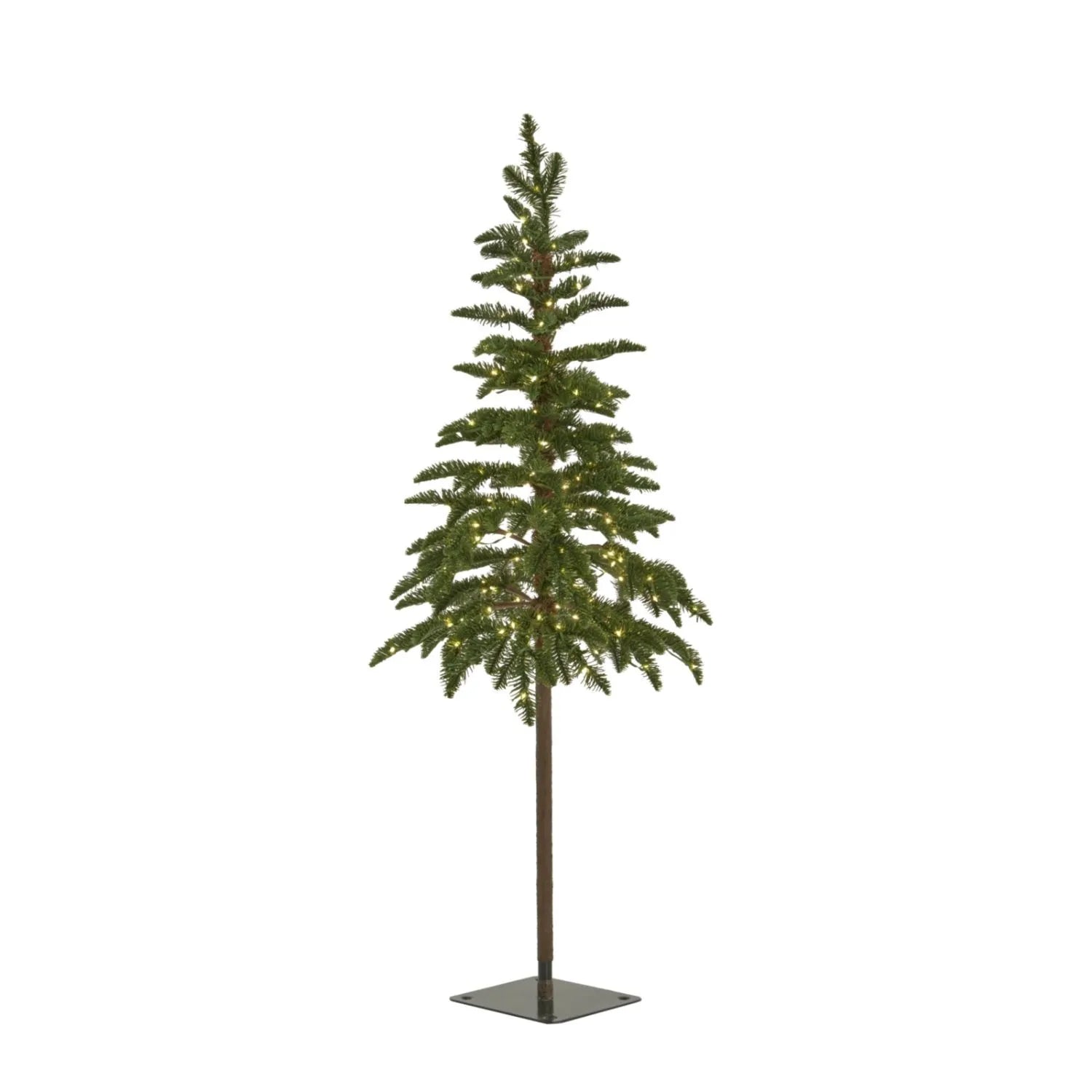 Artificial Green 4ft Pre-Lit Christmas Tree with 200 Warm White LED Lights – Slim Space-Saving Faux Fir 120x50x50cm | Click Style