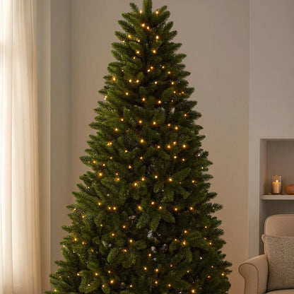 Artificial Green 7ft Pre-Lit Christmas Tree with 400 Brilliant LED Lights – Realistic Faux Forest Fir | Click Style