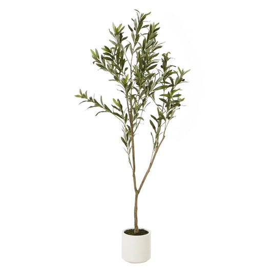 Artificial Olive Tree in White Pot with Black Olives 150cm Faux Olive Tree - Click Style