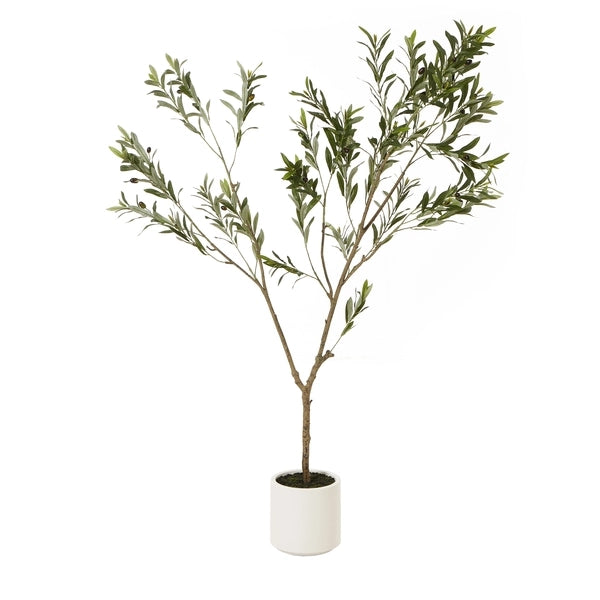 Artificial Olive Tree in White Pot with Black Olives 180cm Faux Olive Tree - Click Style