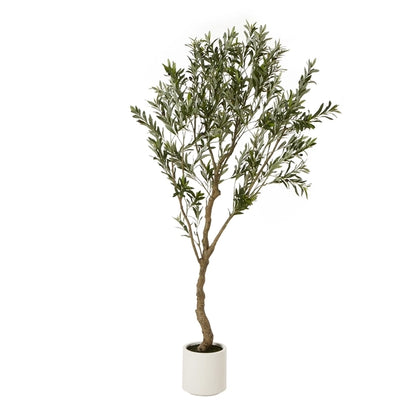 Artificial Olive Tree in White Pot with Black Olives 200cm Large Faux Olive Tree - Click Style