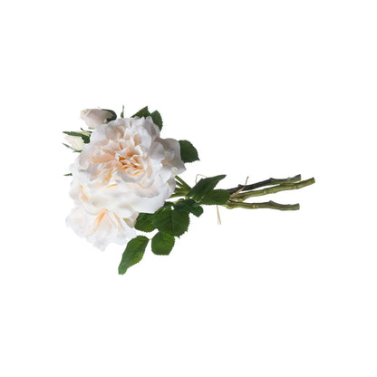 Artificial Pale Peach & Cream Rose Bunch with 3 Twine-Bound Stems – Realistic Faux Peachy Rose Posy 35x25x25cm – Full Length View of Twine-Bound Stems | Click Style