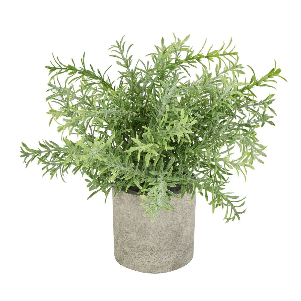 Artificial Rosemary Plant in Grey Stone-Effect Pot with Realistic Green Foliage – Lifelike Faux Potted Herb 24x24x24cm full product view showing the rounded arrangement of green rosemary foliage above its cylindrical stone-effect pot | Click Style