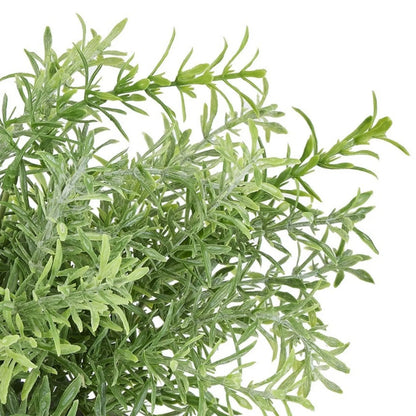 Artificial Rosemary Plant in Grey Stone-Effect Pot with Realistic Green Foliage – Lifelike Faux Potted Herb 24x24x24cm detailed close-up of slender rosemary-style sprigs with pointed green leaves and realistic branching | Click Style