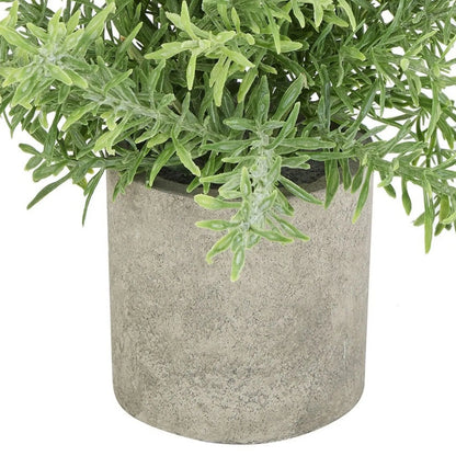 Artificial Rosemary Plant in Grey Stone-Effect Pot with Realistic Green Foliage – Lifelike Faux Potted Herb 24x24x24cm close-up highlighting the cylindrical grey pot with its weathered stone-effect texture and overhanging green foliage | Click Style