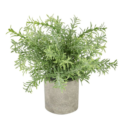 Artificial Rosemary Plant in Grey Stone-Effect Pot with Realistic Green Foliage – Lifelike Faux Potted Herb 24x24x24cm photographed from the front showing the complete plant and textured grey pot against a white background | Click Style