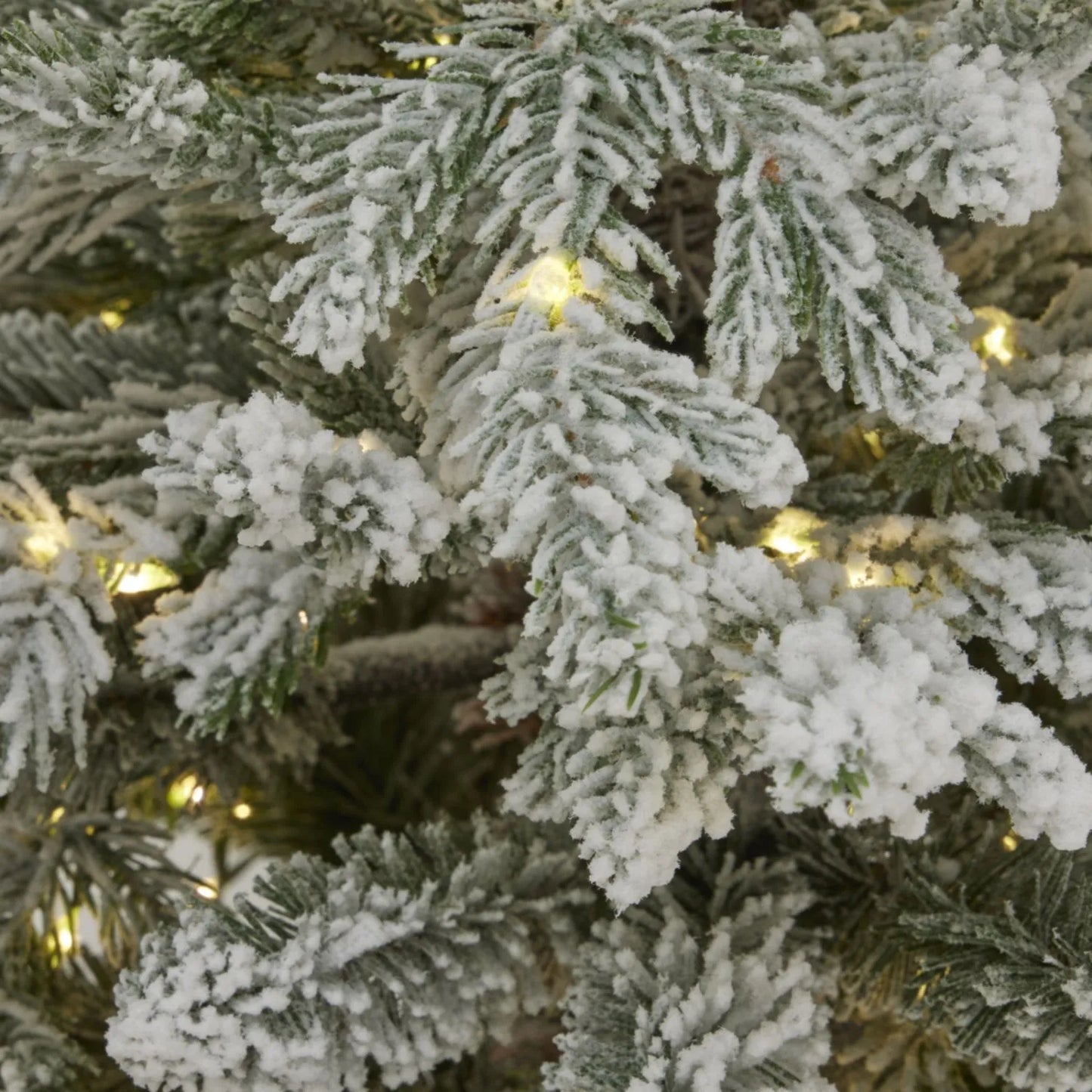Artificial Snowy Green 3ft Pre-Lit Christmas Tree in Pot with 300 Warm White LED Lights – Potted Frosted Faux Fir for Indoor or Covered Outdoor Use | Click Style