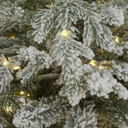 Artificial Snowy Green 3ft Pre-Lit Christmas Tree in Pot with 300 Warm White LED Lights – Potted Frosted Faux Fir for Indoor or Covered Outdoor Use | Click Style