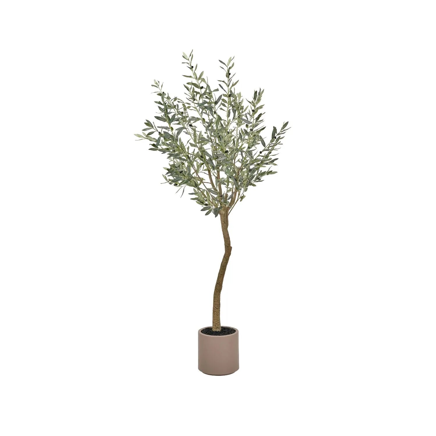 Artificial Tall Olive Tree in Taupe Pot with Black Olives – Realistic Faux Potted Indoor Plant Greenery Decor 210x120x120cm - Click Style