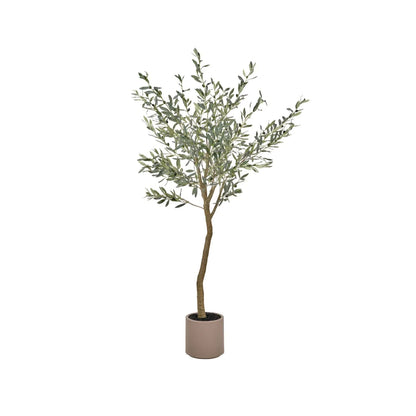 Artificial Tall Olive Tree in Taupe Pot with Black Olives – Realistic Faux Potted Indoor Plant Greenery Decor 210x120x120cm - Click Style