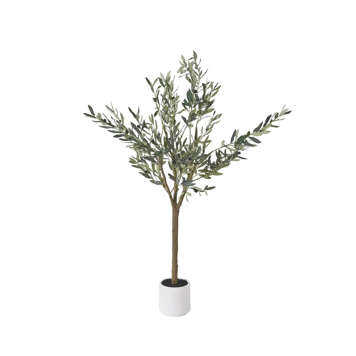 Artificial Tall Olive Tree in White Pot with Black Olives – Realistic Faux Potted Indoor Plant Greenery Decor 150x90x90cm - Click Style