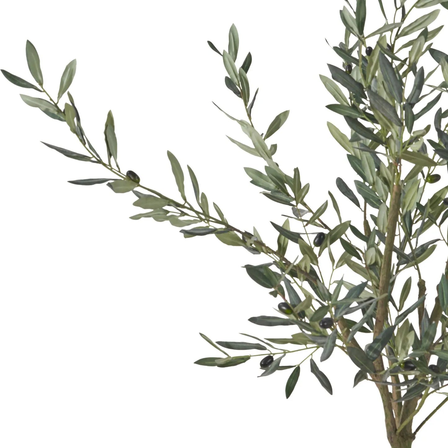 Artificial Tall Olive Tree in White Pot with Black Olives – Realistic Faux Potted Indoor Plant Greenery Decor 150x90x90cm - Click Style