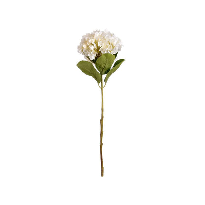 Artificial White Hydrangea with Long Stem & Oversized Bloom – Large Lifelike Faux White Hydrangea Flower with Realistic Green Foliage 73cm – Full Stem View | Click Style