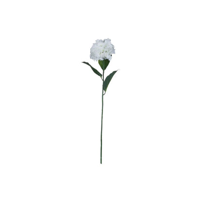 Artificial White Schneeball Hydrangea with Long Stem & Compact Bloom – Realistic Faux Hydrangea Flower with Green Foliage 71cm – Full Stem View | Click Style